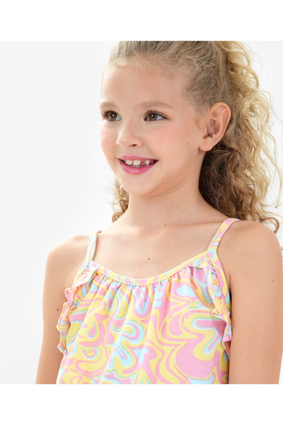 Primo Gino Primo Gino Cotton Elastane Knit Sleeveless Abstract Print Jumpsuit - Pink