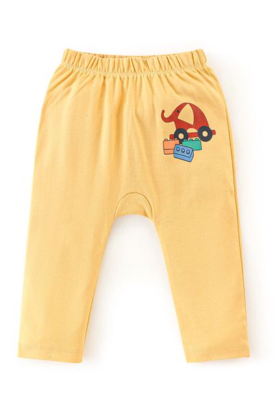 Babyoye Babyoye 100% Cotton Eco Jiva Finish Full Length Diaper Leggings Elephant Print Pack of 2-Red& Yellow