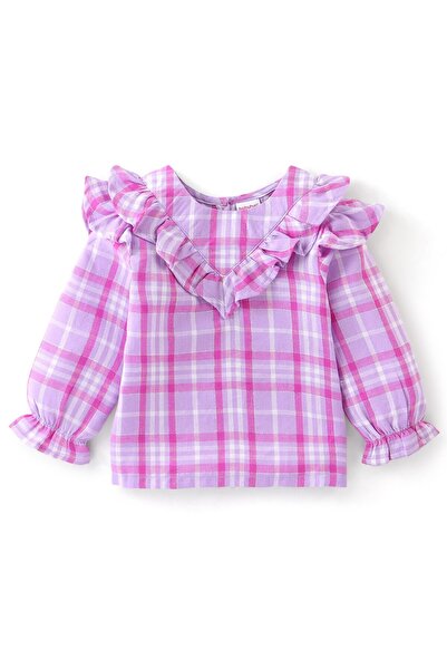 Babyhug بلوزة Babyhug 100% قطنية منسوجة من قماش لوركس بأكمام كاملة ومزينة بتف...