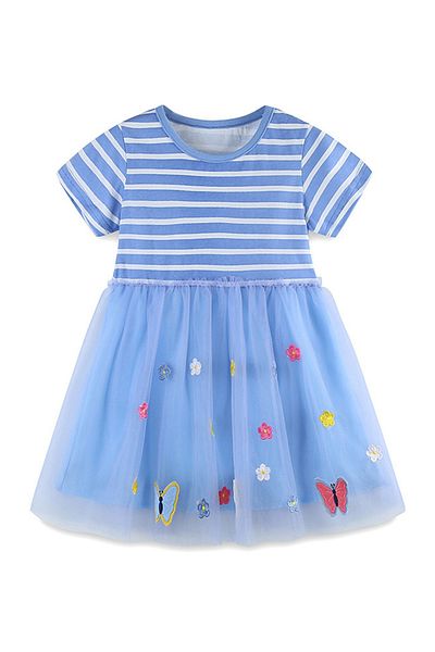 SAPS SAPS Butterfly & Floral Patched & Striped Dress - Blue