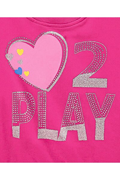 Babyhug Babyhug Full Sleeves Graphics Sweatshirt With Glitter And Rhinestones Detailing - Pink