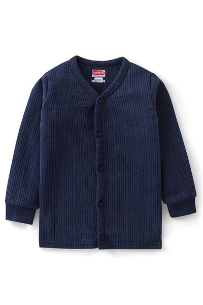 Babyhug Babyhug Cotton Full Sleeves Thermal Wear Striped Pack Of 2 - Blue & Navy Blue