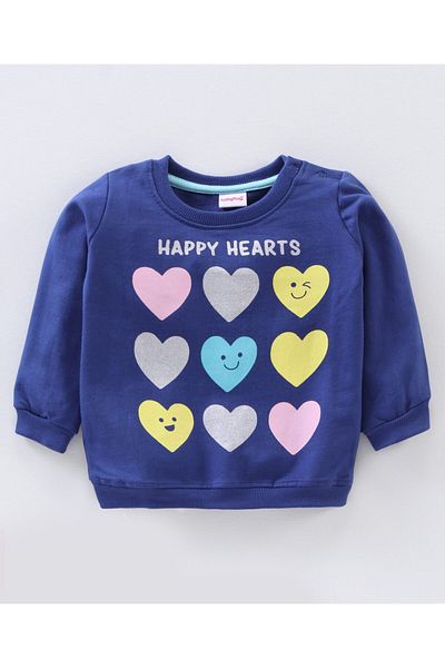 Babyhug Babyhug Full Sleeves Knit Sweatshirts Text & Heart Print Pack Of 2 - Multicolor