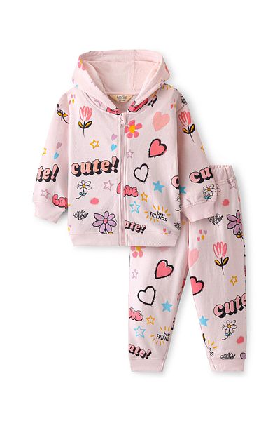 Bonfino Primo Gino French Terry Winter Wear Set - Pink