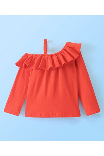 Ollington St. Ollington St. 100% Cotton Sinker Knit Full Sleeves Top & Skirt Set Floral Print - Orange & Off White