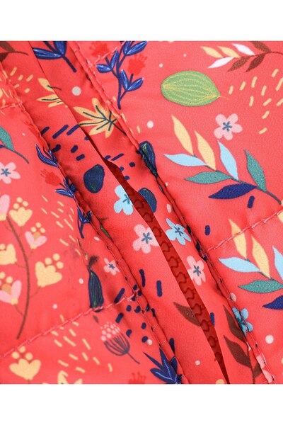 Babyhug Babyhug Full Sleeves Hooded & Padded Jacket Floral Print- Coral