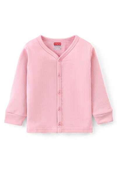 Babyhug Babyhug Thermal Full Sleeves Solid Front Open Vest - Pink