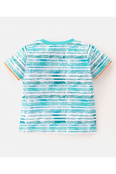 Babyhug Babyhug Single Jersey Knit Half Sleeves T-Shirt & Denim Shorts Tropical Print - Blue