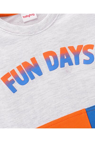 Babyhug Babyhug Full Sleeves Cut & Sew Sweatshirt With Text Print - Multicolor