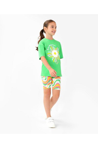 Primo Gino Primo Gino Floral Printed T-shirt & Cycling Shorts Set - Multicolor