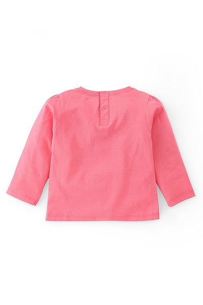 Babyhug Babyhug 100% Cotton Full Sleeves T-Shirt With Floral Graphics- Pink