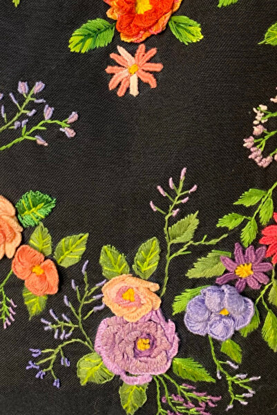 Uretti - Tülin 3528 Ручна робота, лляна сумка через плече з чорним вишиванням