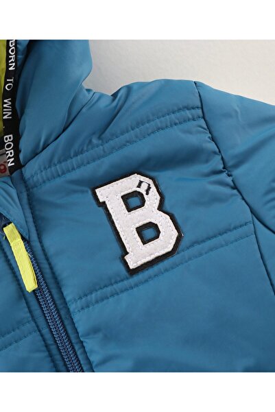 Babyhug Babyhug Full Sleeves Hooded Padded Winter Jacket Color Block - Blue