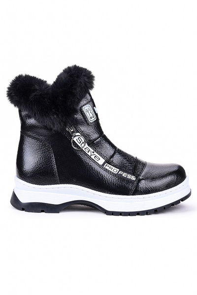 KARAMAZI Bente Rugan Çatlak Fermuarlı Kız Çocuk Bot Ayakkabı