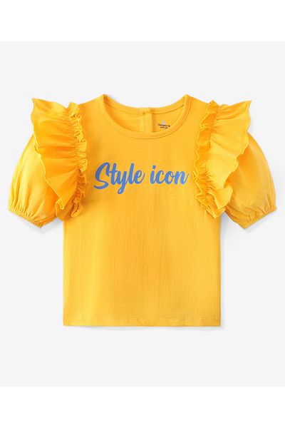 Ollington St. Ollington St. 100% Cotton Flared Sleeves Top with Print & Tropical Printed Culottes Set - Multicolor