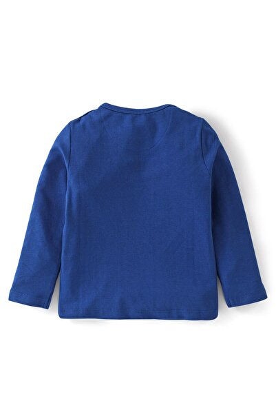 Babyoye Babyoye 100% Cotton Eco-Jiva Finish Full Sleeve Text Printed T-Shirt Striped Lounge Pant-Blue