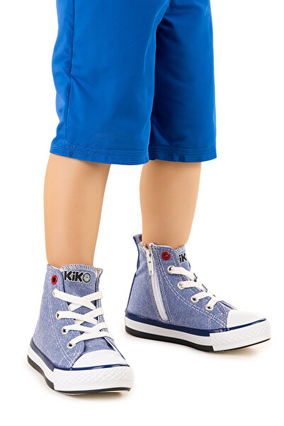 Kiko Kids Tinna Lace-Up Baby Boy High-Top Linen Sneakers