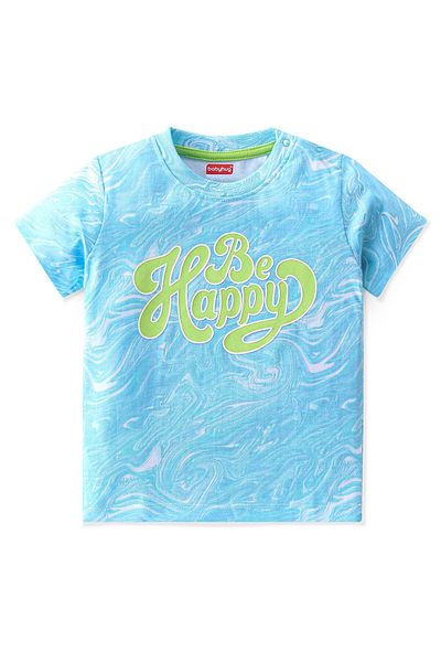 Babyhug Babyhug Cotton Knit Half Sleeves T-Shirt & Shorts Set Text Print - Blue