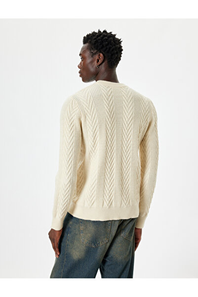 Koton Winter Knitwear Sweater Textured Basic Crew Neck Long Sleeve