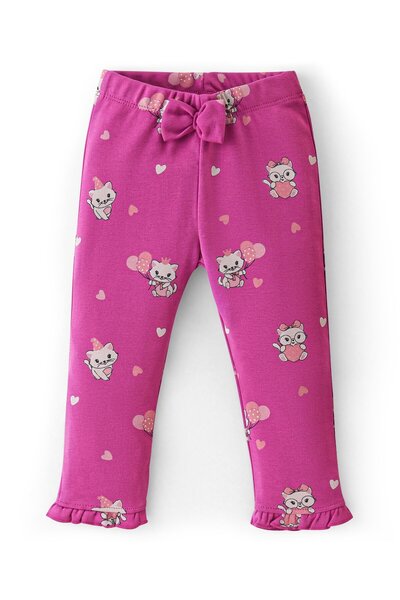 Babyoye Babyoye Eco Conscious 100% Cotton Full Sleeves Top & Leggings Set Kitty Print- Purple