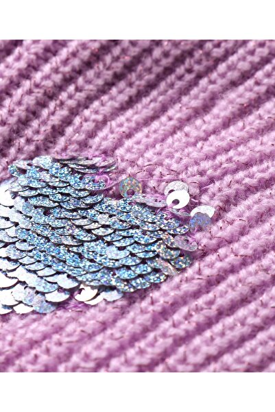 Babyhug Babyhug Knitted Full Sleeves Front Open Hooded Sweater with Sequin & Pocket Detailing - Lavender