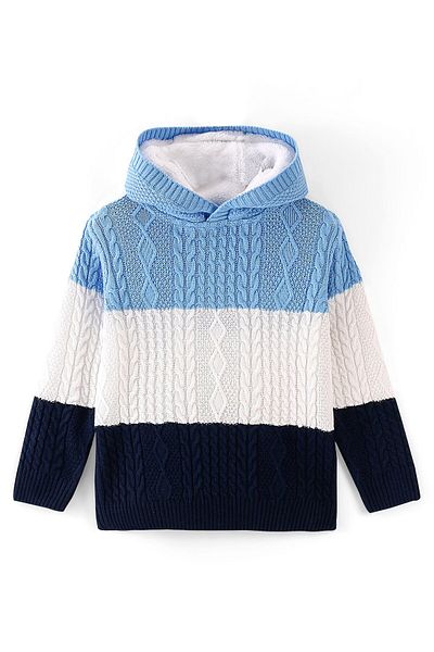 Pine kids Uzun Kollu Üç Renkli Kapüşonlu Kazak - جوك رينكلي