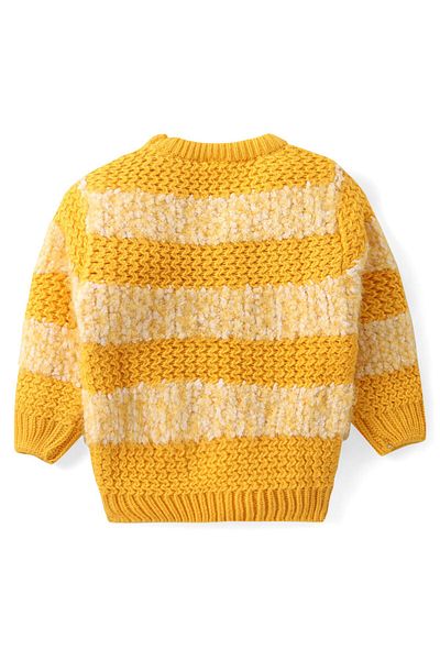 Babyhug Babyhug Knitted Full Sleeves Pullover Striped Sweater - Yellow
