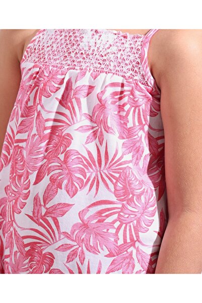 Babyhug Babyhug Cotton Sleeveless Tropical Print Top & Full Length Denim Jeans - Pink & Blue
