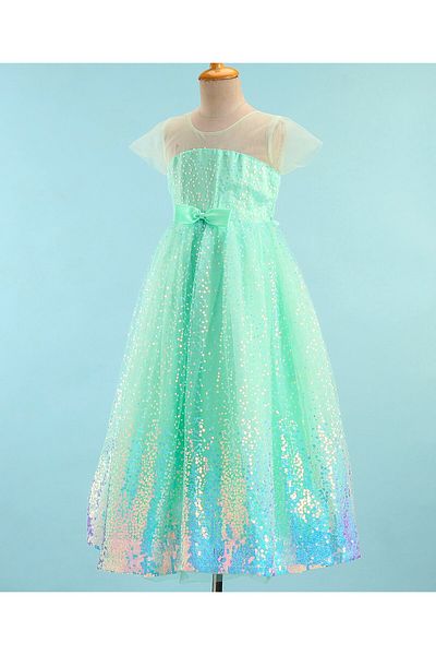 Babyhug Babyhug Half Sleeves Gown with Sequin Detailing - Mint