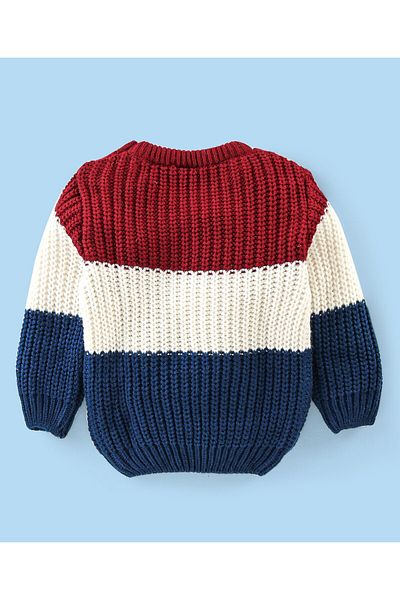 Babyhug Babyhug 100% Acrylic Full Sleeves Colour Blocked     Pullovers - Navy Blue & Maroon