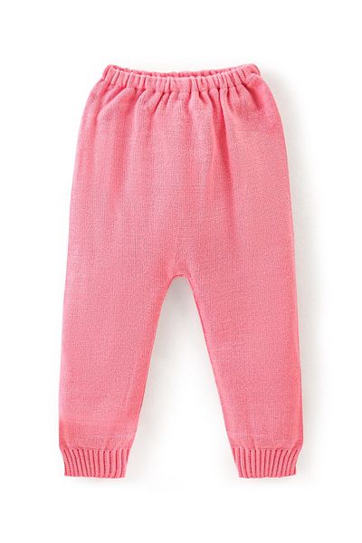 Babyhug Babyhug Acrylic Full Length Fleece and Woollen Pant Solid Color - Pink
