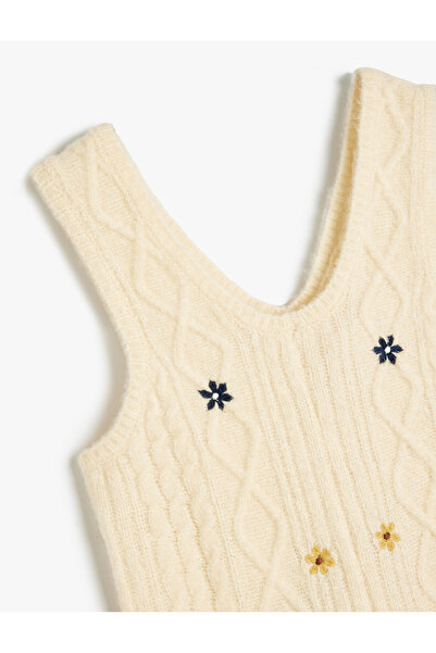 Koton V-Neck Floral Print Knitwear Jumpsuit