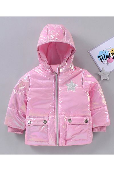 Babyhug Babyhug Full Sleeves Solid Color Winter Hoodies - Pink