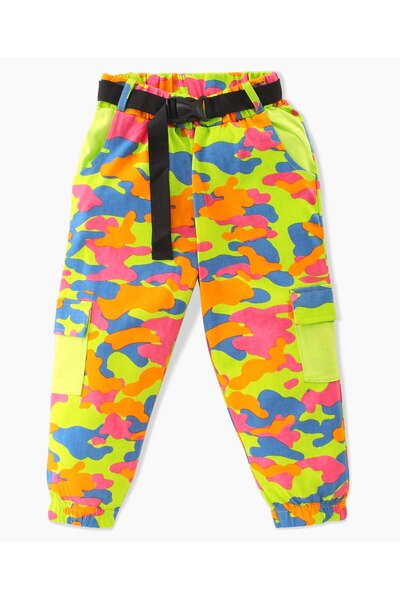 Ollington St. Ollington St. 100% Cotton Sinker Knit Half Sleeve Top & Cargo Joggers -Green & Multicolor