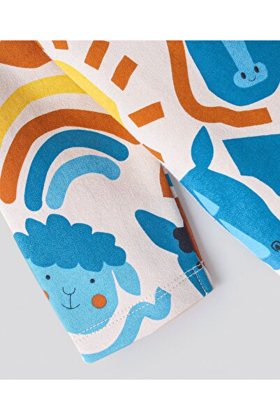 Bonfino Bonfino 100% Cotton Full Sleeves Sweatshirt Fox & Sheep Print- Beige