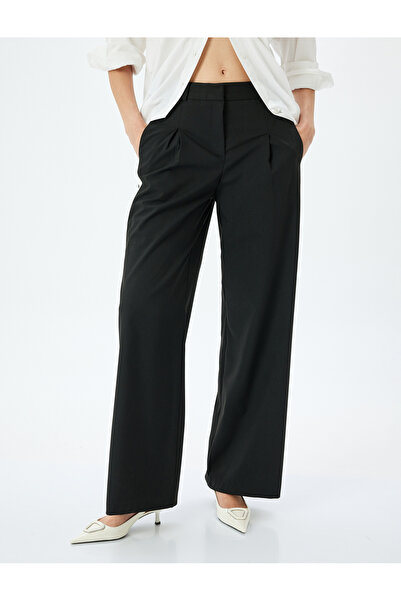 Koton Şerit Detaylı Cepli Yüksek Bel Geniş Paça Baggy Kumaş Pantolon