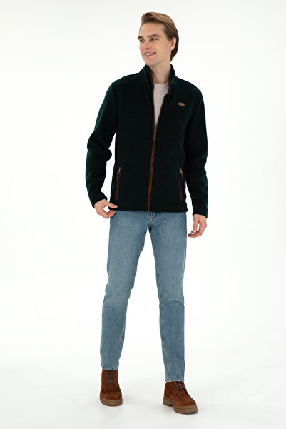 U.S. Polo Assn. Erkek Koyu Yeşil Polar Örme Hırka 50290594-VR079