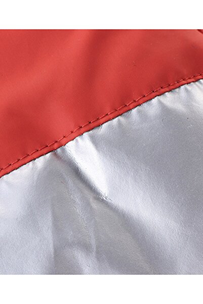 Babyhug Babyhug Woven Full Sleeves Striped Hoodie - Red & Silver