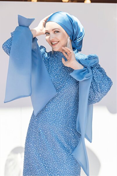 Hennin Alina Tesettür Abiye - Mavi