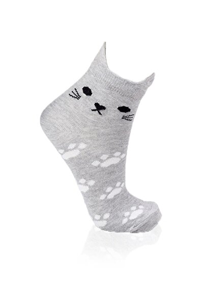 Rays 1105 Чифт от 3 триизмерни чорапи с котки, бяло-сиво-синьо