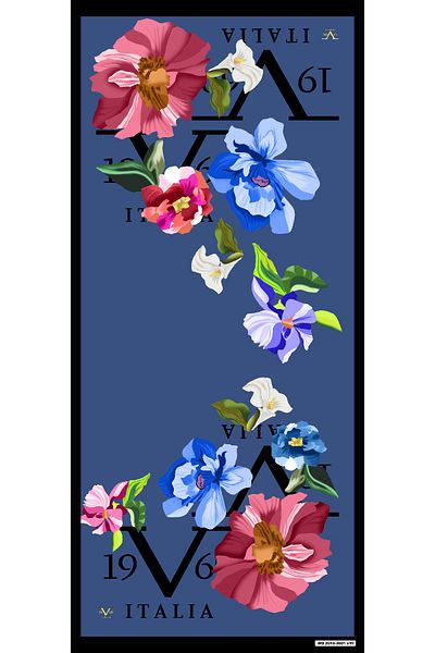 19V69 ITALIA Motiv Floral Seria Pavia cu Umeraș șal și Set Cadou 90x200 Cm