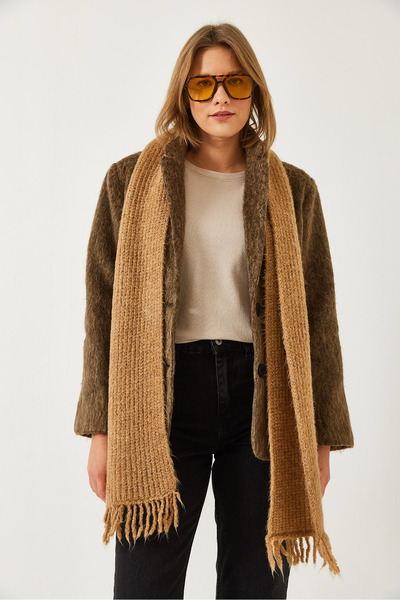 Bianco Lucci Women's Pocketed Buttoned Raised Stamp Jacket Dc 241013 60261268