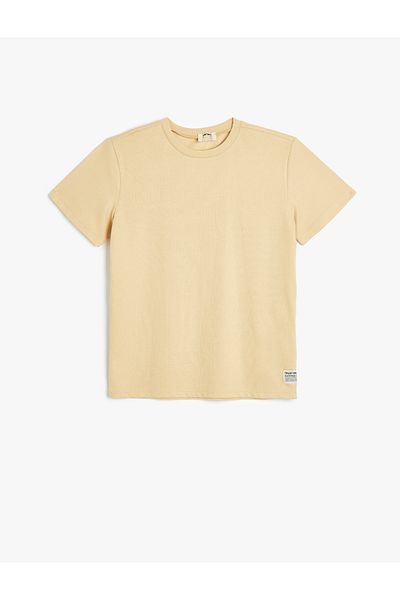 Koton Cotton Short Sleeve Crew Neck Beige Boy's T-Shirt 5Skb10010Tk