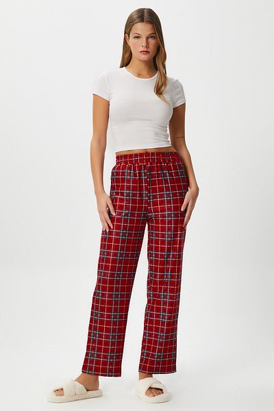 Ritnice Red Plaid Patterned Ultra Soft Women's Pajama Bottoms with Pockets - New Year's Eve