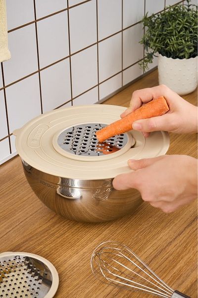 Karaca 6-Piece Cream Pink Pink Grater Mixing and Storage Set