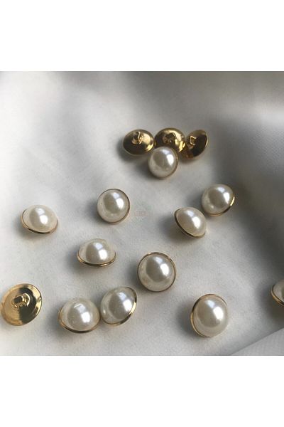 Bukle İplik 18 Size 1.14 cm Gold (Gold) Bottom Footed Pearl Ball Button (50 Pieces)