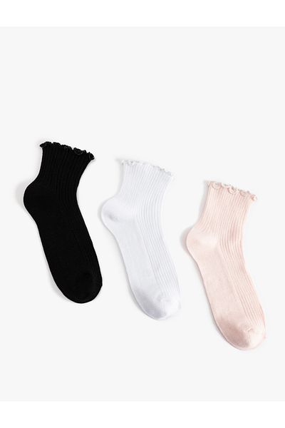 Koton Set of 3 Multicolored Ruffled Booties Socks