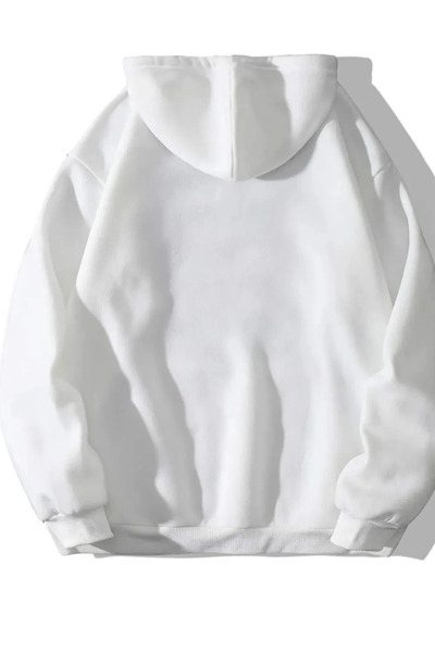 FECCY Hanorac supradimensionat unisex din bumbac, cu imprimeu Happiest