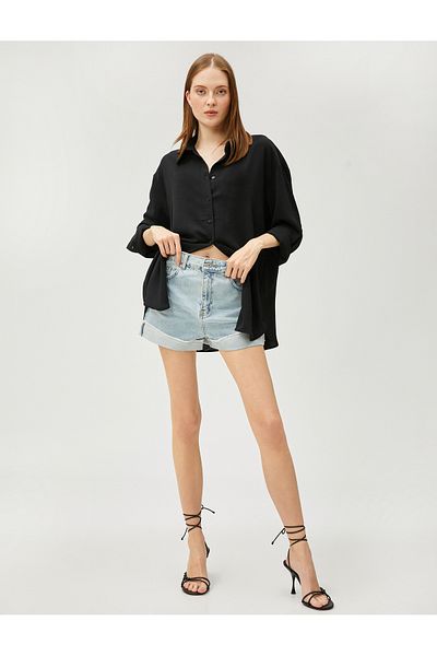 Koton Oversize Basic Shirt Long Sleeve