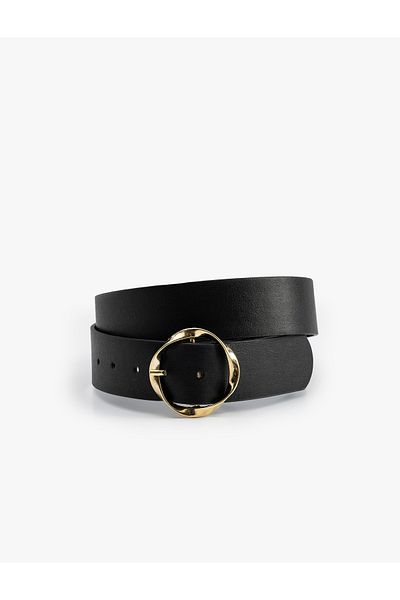 Koton Geometric Buckle Detailed Faux Leather Belt